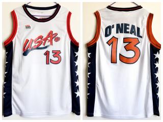 1996 Atlanta Olympic Games USA team dream three USA13 O'neal dark White embroidered Jersey