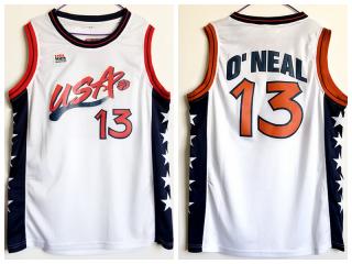 1996 Atlanta Olympic Games USA team dream three USA13 O'neal dark White embroidered Jersey