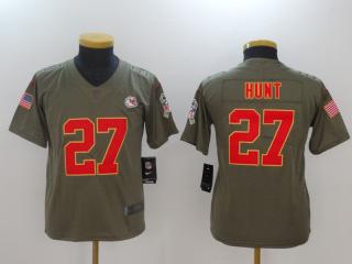 Youth Kansas City Chiefs 27 Kareem Hunt Olive Salute To Service Limited Jersey