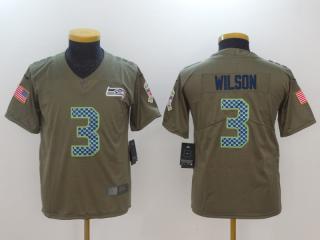 Youth Seattle Seahawks 3 Russell Wilson Olive Salute To Service Limited Jersey