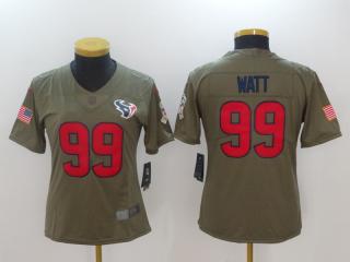 Women Houston Texans 99 JJ Watt Olive Salute To Service Limited Jersey