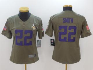 Women Minnesota Vikings 22 Harrison Smith Olive Salute To Service Limited Jersey