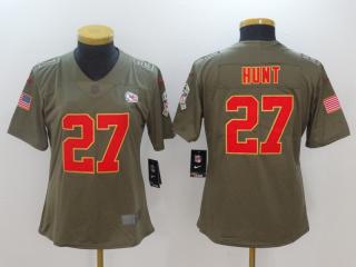 Women Kansas City Chiefs 27 Kareem Hunt Olive Salute To Service Limited Jersey