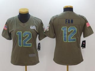 Women Seattle Seahawks 12 12th Fan Olive Salute To Service Limited Jersey