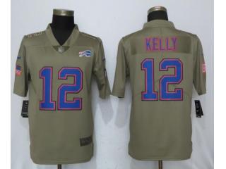 Buffalo Bills 12 Jim Kelly Olive Salute To Service Limited Jersey