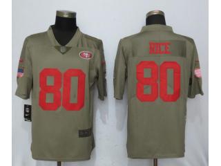 San Francisco 49ers 80 Jerry Rice Olive Salute To Service Limited Jersey