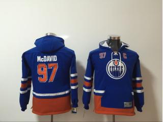 Youth 2018 New Classic Edmonton Oilers 97 Connor McDavid Ice Hoodies Hockey Jersey Blue