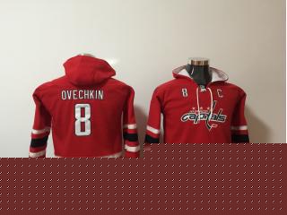 Youth 2018 New Classic Washington Capitals 8 Alex Ovechkin Ice Hoodies Hockey Jersey Red