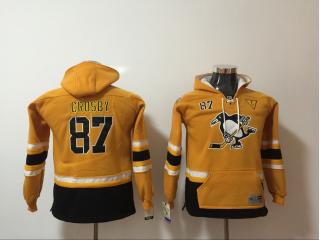 Youth 2018 New Classic Pittsburgh Penguins 87 Sidney Crosby Ice Hoodies Hockey Jersey Yellow