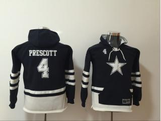 Youth Dallas Cowboys 4 Dak Prescott Hoodies Football Jersey Black