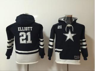 Youth Dallas Cowboys 21 Ezekiel Elliott Hoodies Football Jersey Black