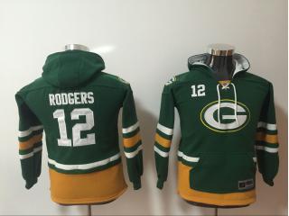 Youtht Green Bay Packers 12 Aaron Rodgers Hoodies Football Jersey