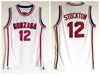 NCAA Gonzaga University 12 John Stockton white shirt embroidered