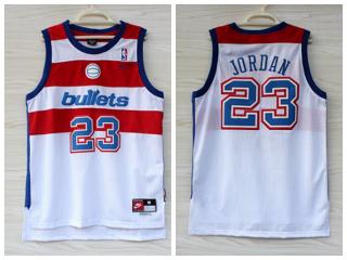 Washington Wizards 23 Michael Jordan Basketball Jersey White Blullets