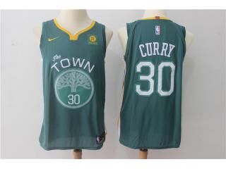 2017-2018 Nike Golden State Warrior 30 Stephen Curry Basketball Jersey Blackish green Player Edition