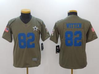 Youth Dallas Cowboys 82 Jason Witten Olive Salute To Service Limited Jersey