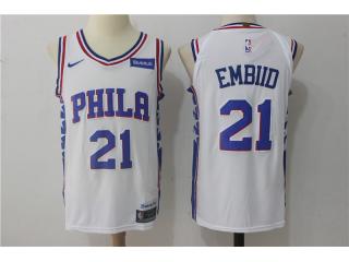 2017-2018 Nike Philadelphia 76ers 21 Joel Embiid Basketball Jersey White Player Edition