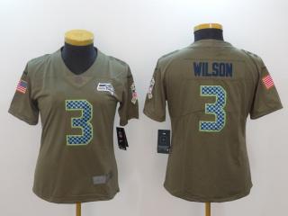 Women Seattle Seahawks 3 Russell Wilson Olive Salute To Service Limited Jersey