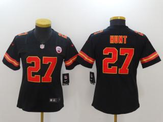 Women Kansas City Chiefs 27 Kareem Hunt Football Jersey Legend Black