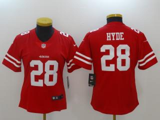 Women San Francisco 49ers 28 Carlos Hyde Football Jersey Legend Red