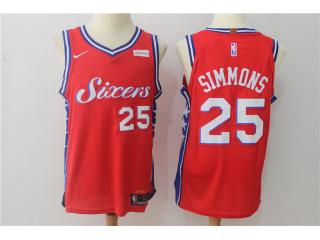 2017-2018 Nike Philadelphia 76ers 25 Ben simmons Basketball Jersey Red Player Edition