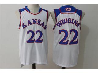 Kansas Jayhawks 22 Andrew Wiggins College Basketball Jersey White