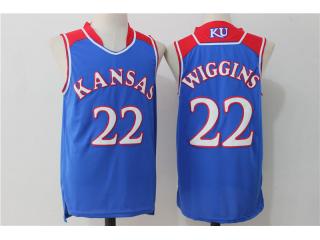 Kansas Jayhawks 22 Andrew Wiggins College Basketball Jersey Blue
