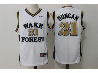 Wake Forest Demon Deacons 21 Tim Duncan College Basketball Jersey White