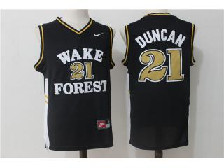 Wake Forest Demon Deacons 21 Tim Duncan College Basketball Jersey Black