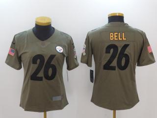 Women Pittsburgh Steelers 26 LeVeon Bell Olive Salute To Service Limited Jersey