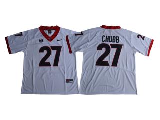 2017 New Georgia Bulldogs 27 Nick Chubb College Limited Football Jersey White