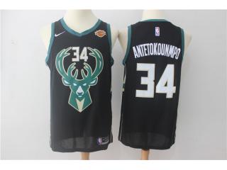 2017-2018 Nike Milwaukee Bucks 34 Giannis Antetokounmpo Basketball Jersey Black Fan Edition