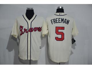 Atlanta Braves 5 Freddie Freeman Baseball Jersey Beige