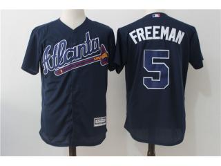 Atlanta Braves 5 Freddie Freeman Baseball Jersey Navy Blue