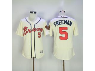 AAtlanta Braves 5 Freddie Freeman Flexbase Baseball Jersey Beige
