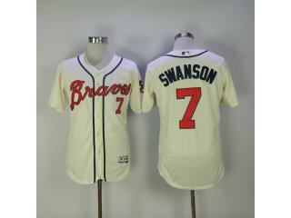 Atlanta Braves 7 Dansby Swanson Flexbase Baseball Jersey Beige