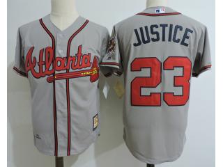 Atlanta Braves 23 David Justice Baseball Jersey Gray Retro