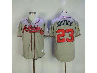 Atlanta Braves 23 David Justice Baseball Jersey Gray Retro