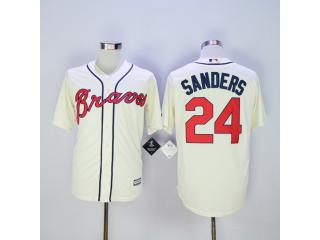 Atlanta Braves 24 Deion Sanders Baseball Jersey Beige