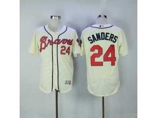 Atlanta Braves 24 Deion Sanders Flexbase Baseball Jersey Beige