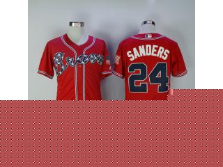 Atlanta Braves 24 Deion Sanders Flexbase Baseball Jersey Red