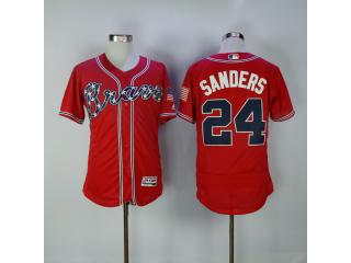 Atlanta Braves 24 Deion Sanders Flexbase Baseball Jersey Red