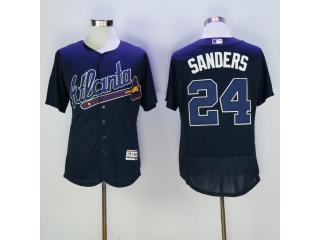 Atlanta Braves 24 Deion Sanders Flexbase Baseball Jersey Navy Blue