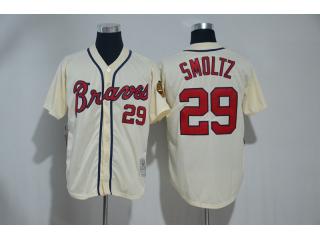 Atlanta Braves 29 John Smoltz Baseball Jersey Beige Retro