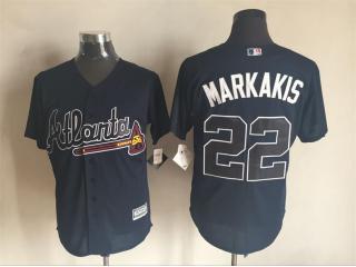 Atlanta Braves 22 Nick Markakis Baseball Jersey Navy Blue