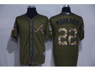 Atlanta Braves 22 Nick Markakis Baseball Jersey Green