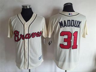 Atlanta Braves 31 Greg Maddux Baseball Jersey Beige