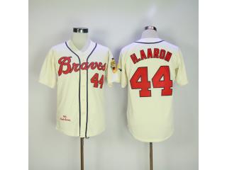 Atlanta Braves 44 Hank Aaron Baseball Jersey Beige Retro