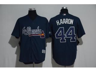 Atlanta Braves 44 Hank Aaron Baseball Jersey Navy Blue