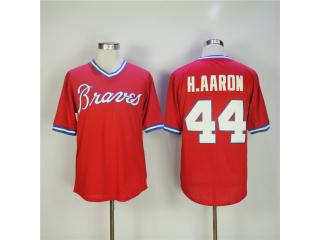 Atlanta Braves 44 Hank Aaron Baseball Jersey Red 1980 retro BP Edition